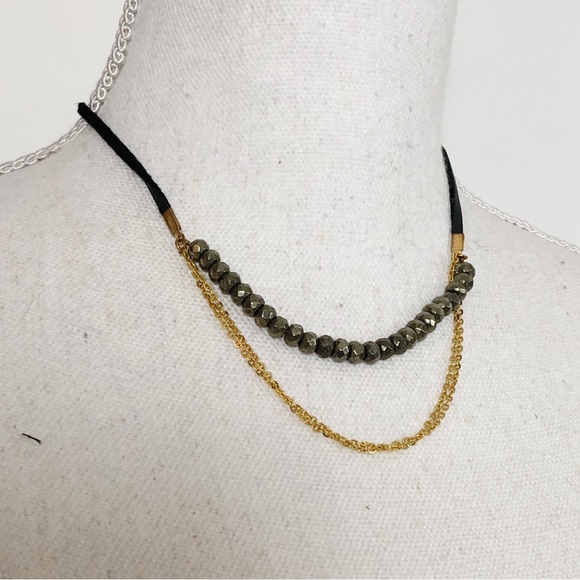 BRANDED Double Strand Necklace with Gold Tone Chain - Picture 3 of 14